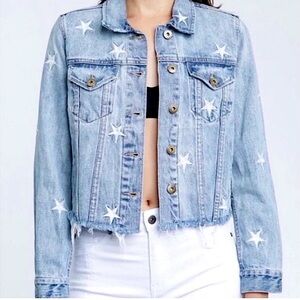 Eunina - Light Blue Denim Jacket with Embroidered White Stars - NEW WITH TAGS!